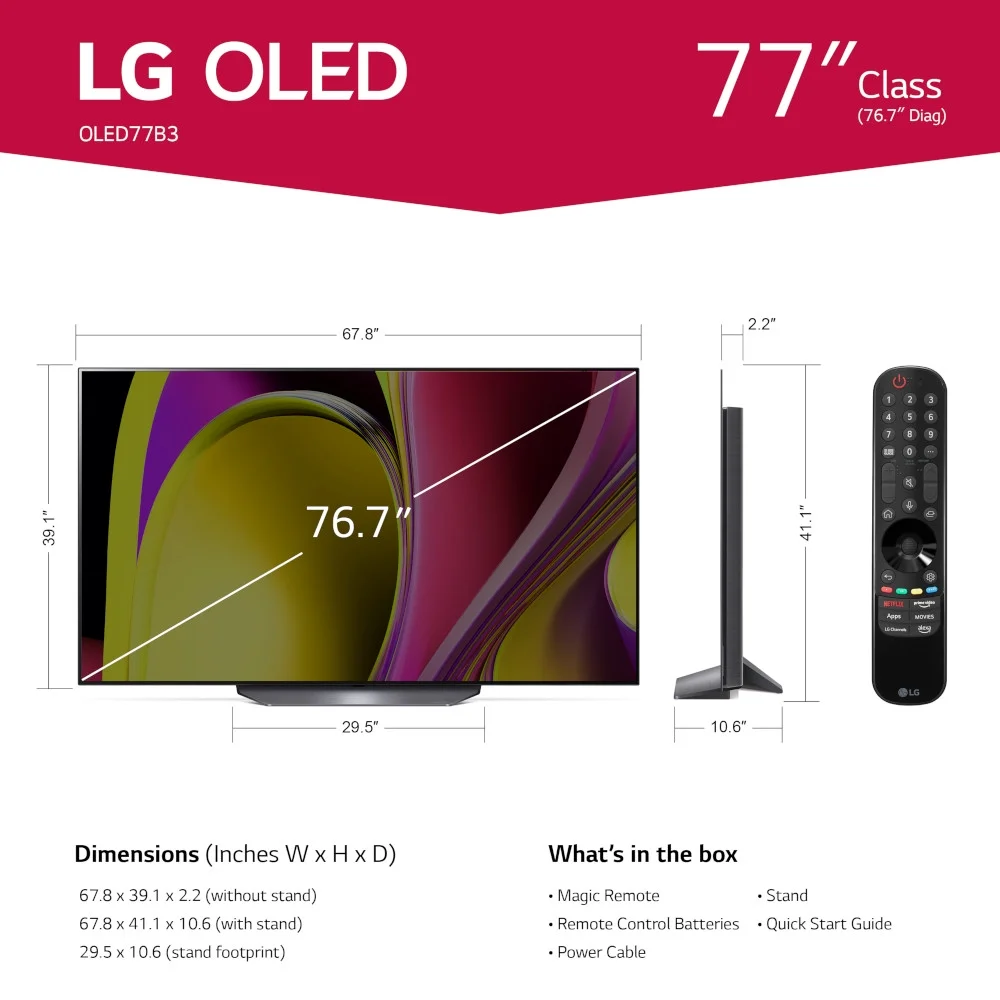 LG 77 Class 4K UHD OLED Web OS Smart TV with Dolby Vision B3 Series - OLED77B3PUA