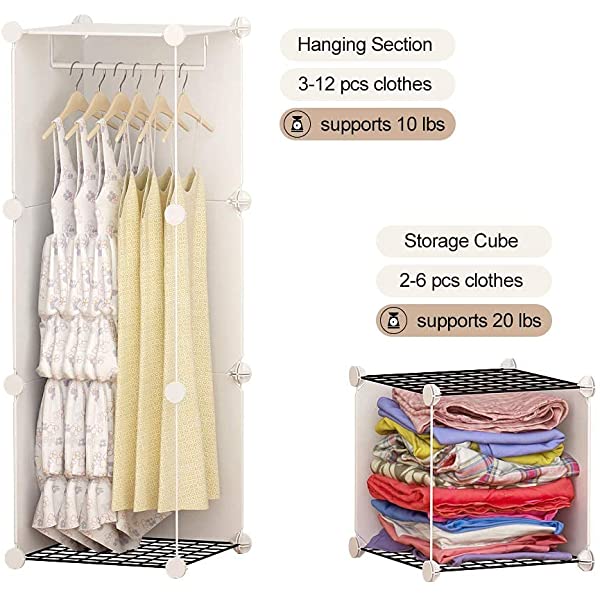 YOZO Cube Storage Organzier Portable Closet Wardrobe Bedroom Dresser (71x14x71 inches) Portable Closet Cube Shelf Armoire Pantry Cabinet, 25 Cubes