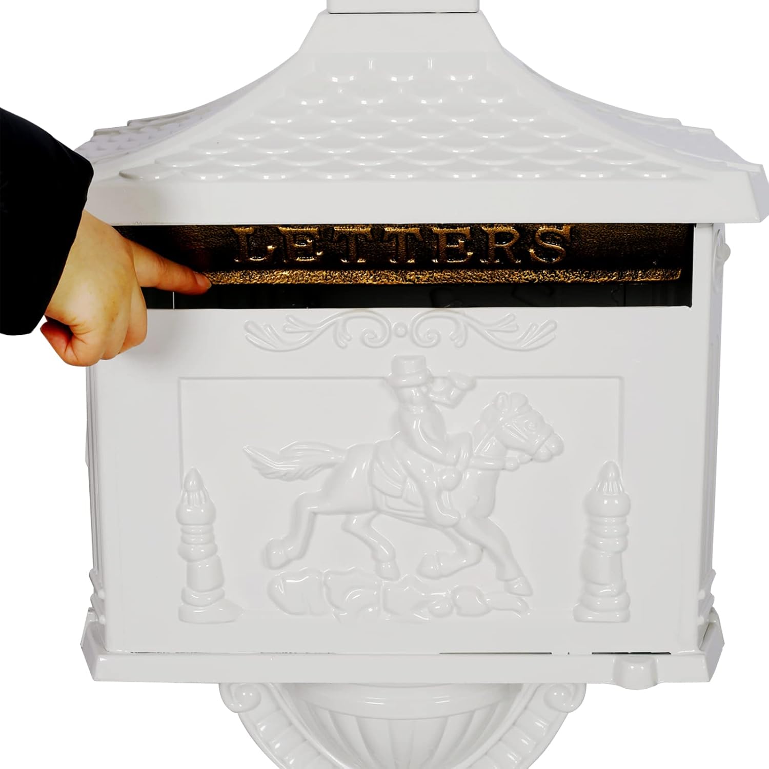 Cast Aluminum Vintage Mailbox with Post,Freestanding Mail Boxes for Outside