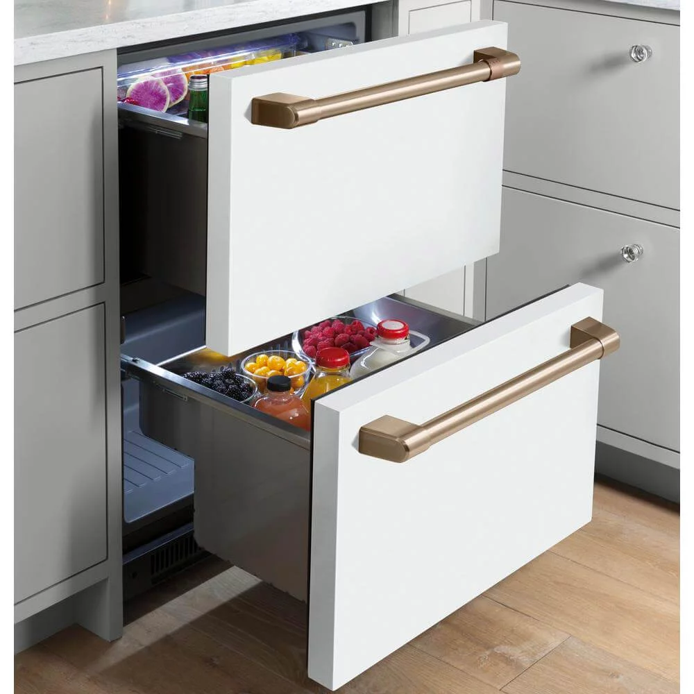 Cafe Cde06rpn 24" Wide 5.6 Cu. Ft. Drawer Refrigerator - Matte White / Brushed Bronze