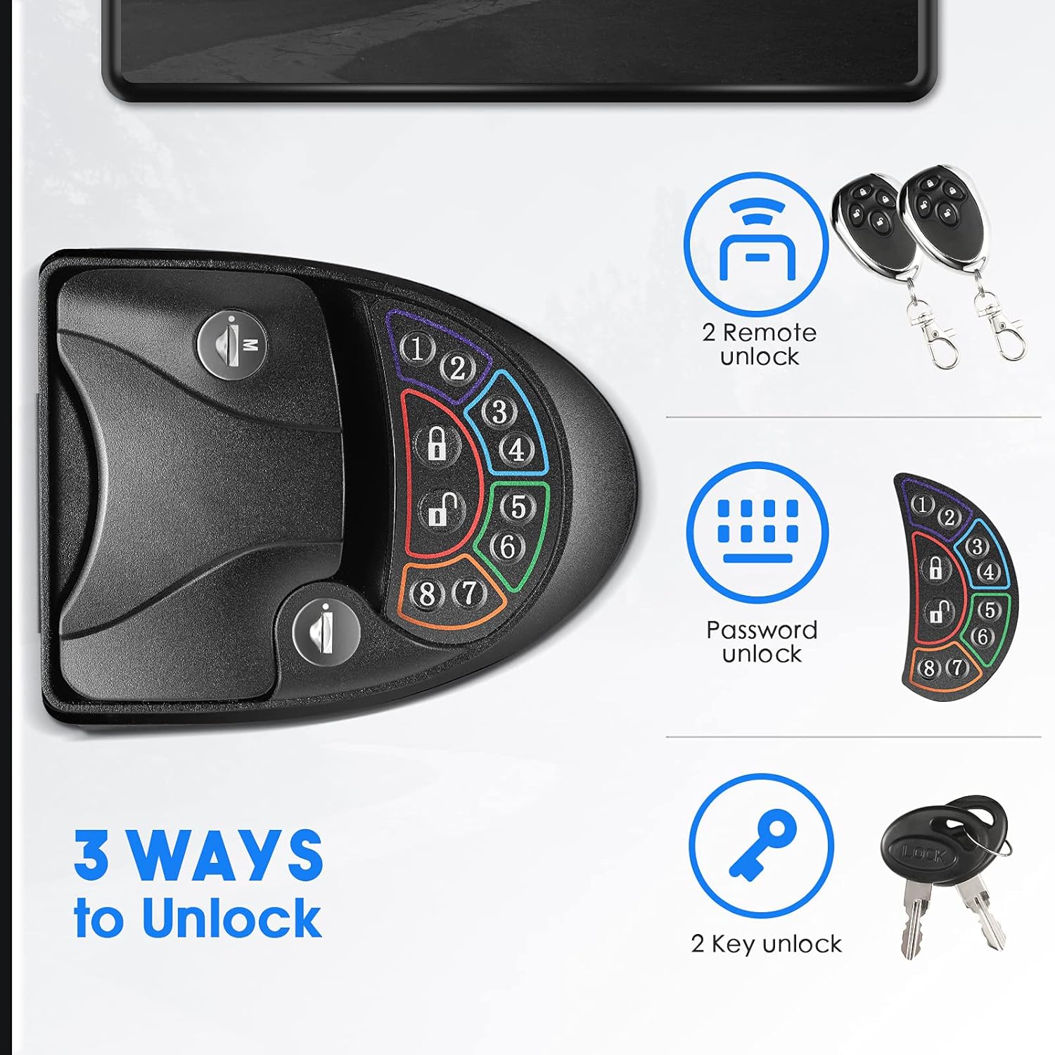 RV Keyless Entry Door Lock with Deadbolt, Zinc Alloy RV Lock Latch Handle with 2 Wireless Remote Key