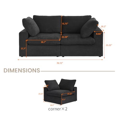 160.6" Cloud Couch Modular Sectional Sofa for Livingroom,Oversized Convertible Sofa with Storage Ottomans,6 Seat Wide Couches