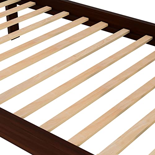 Ball & Cast Full Over Full Bunk Bed with Twin Size Trundle and Built in 4 Drawer,Wood Bunkbed w/Storage Ladder & Slat Support