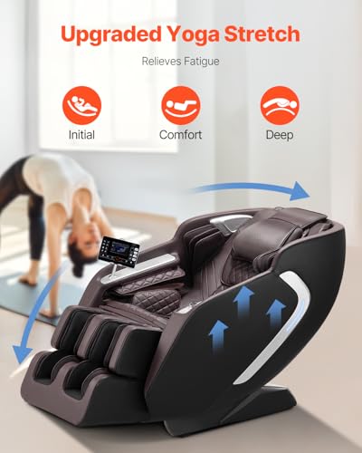 VEVOR Massage Chair, 4D Full Body Zero Gravity Recliner with SL Track, Yoga Stretch, AI Voice Control, Heat, Foot Roller, Retractable Pedal