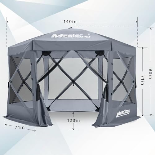 MASTERCANOPY 12x12FT Pop Up Gazebo Screen Tent - Instant Screen House with Netting, Quick Set, Outdoor Canopy Shelter with Carry Bag for Camping