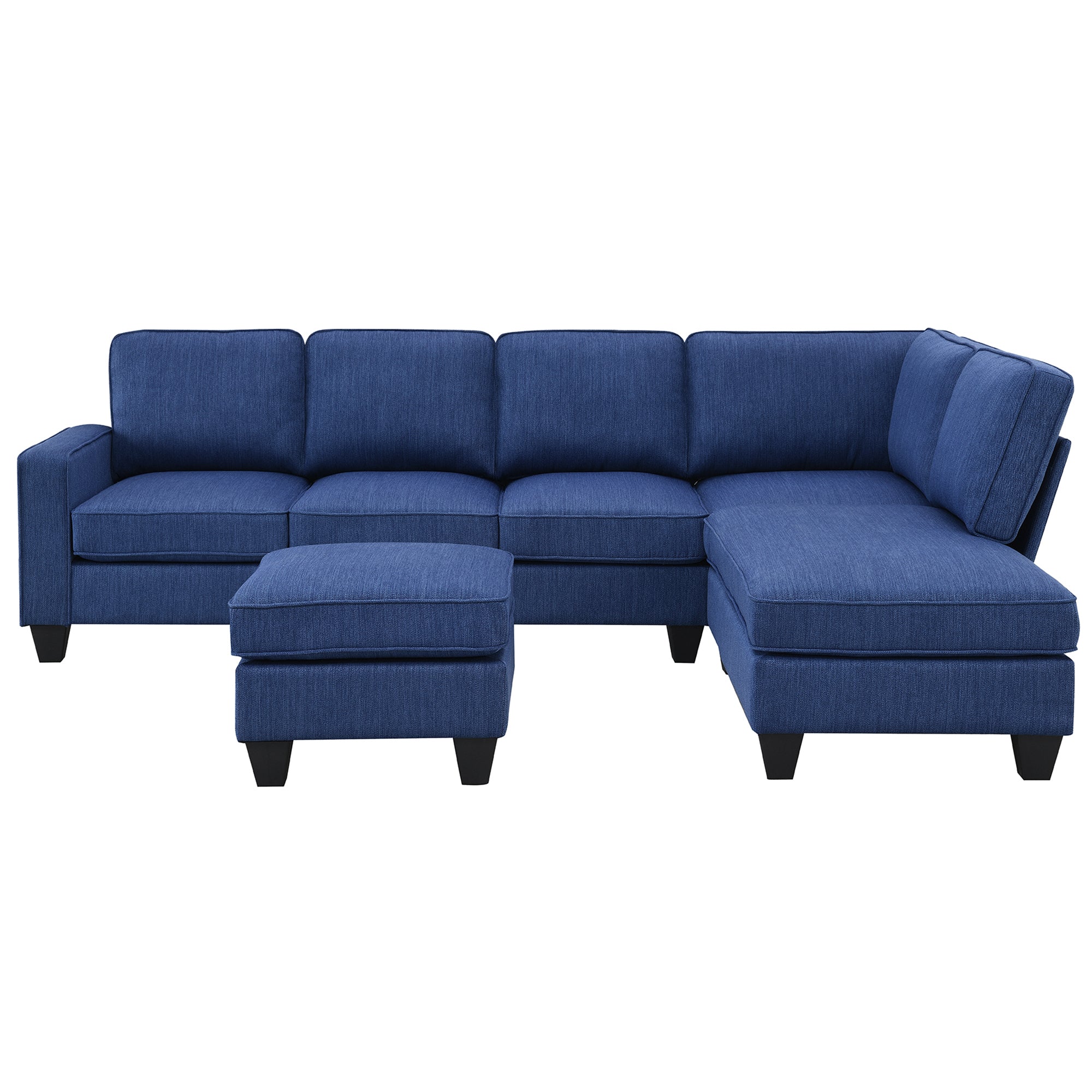 Vortex 7-seat Linen Fabric L-shaped Sectional Sofa - Blue