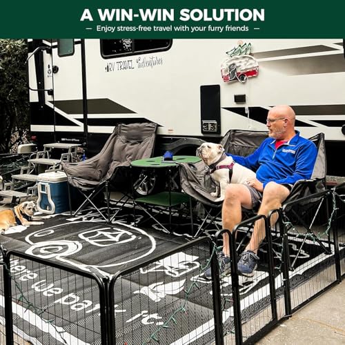FXW Rollick Dog Playpen for Yard, RV Camping, 32 inch 16 Panels for Small and Medium Dogs│Patented