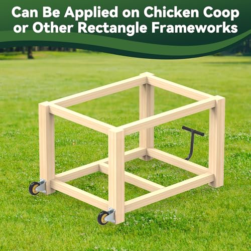 Flehomo Chicken Coop Wheels Kit, 2 Pack 4" Caster Wheels and A Lifting Handle for Easy Movement
