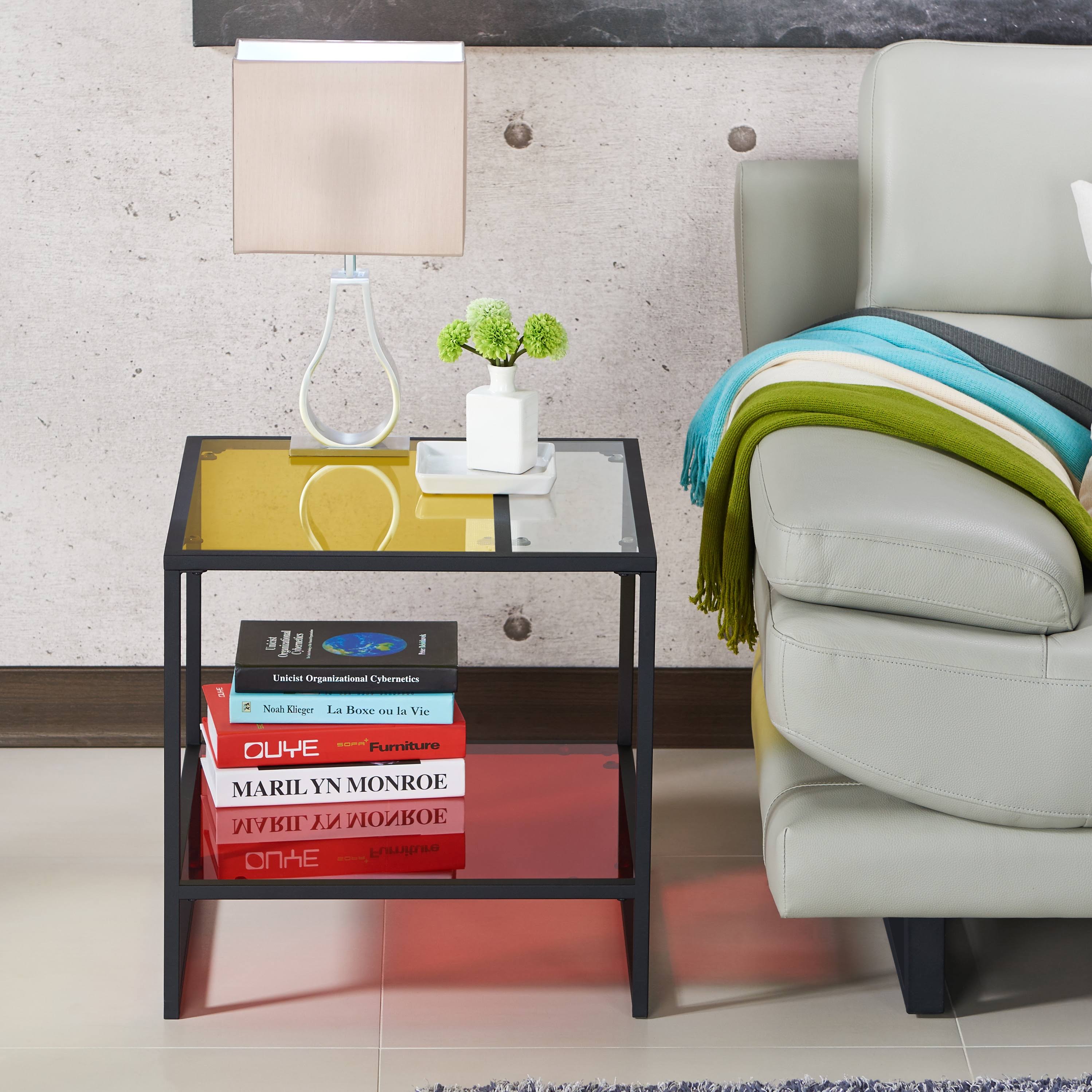 Furniture of America Serr Contemporary Multi-Color Glass Top End Table