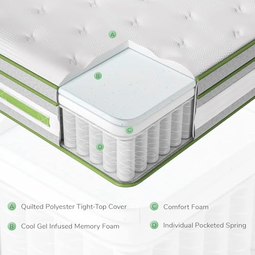 Novilla King Size Mattress 14 Inch, Hybrid Mattress King for Motion Isolation, Gel Memory Foam with Pressure Relief for Cool Night Sleep