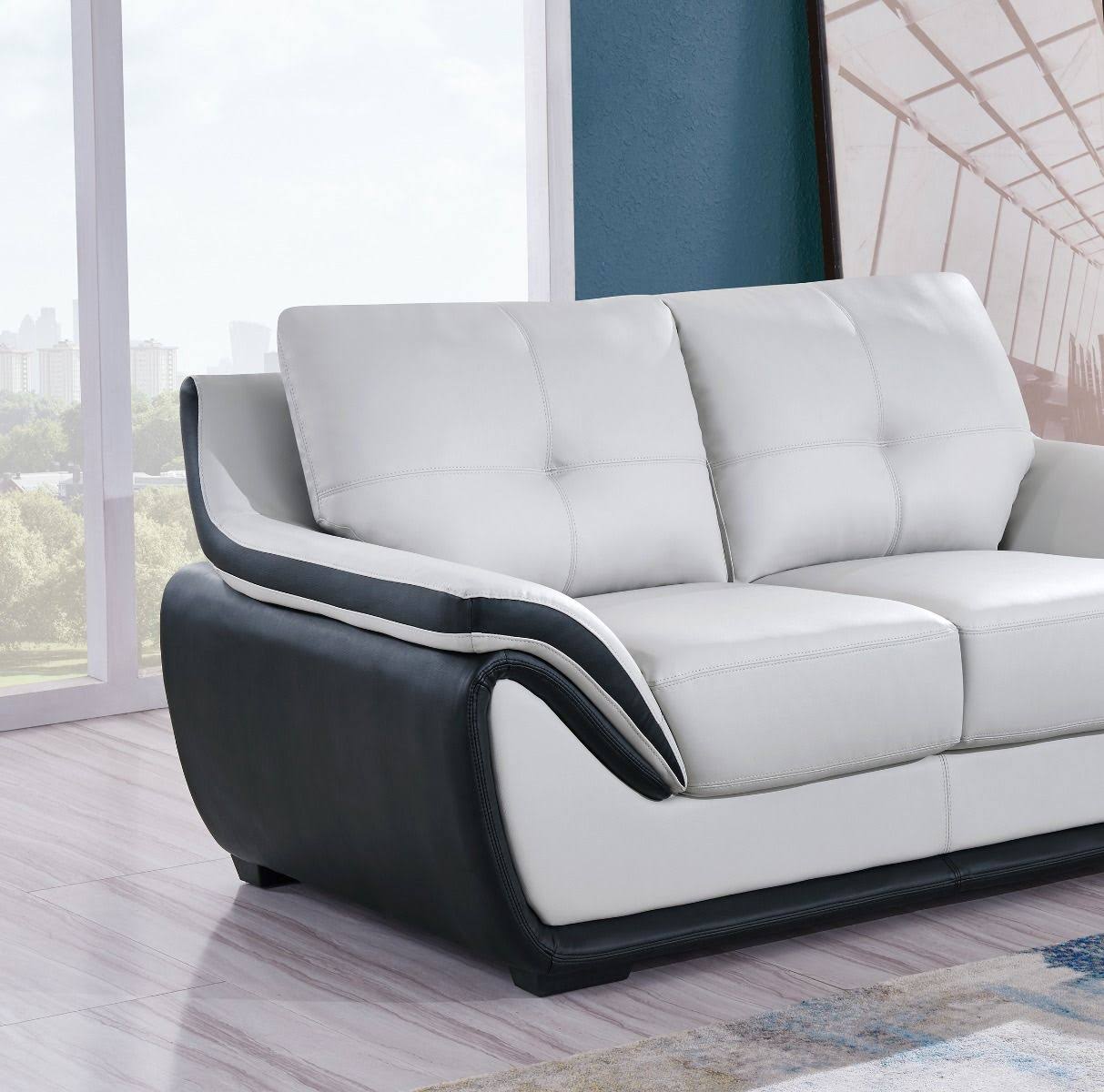 Natalie Light Gray/Black Loveseat from Global Furniture USA