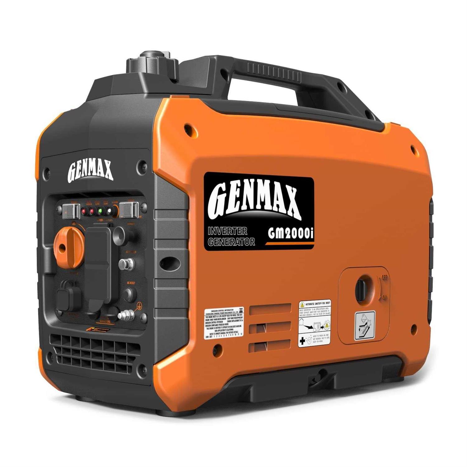 GENMAX 2000 Watt Recoil Start Gasoline Powered Inverter Generator with Super Quiet 79 cc Engine