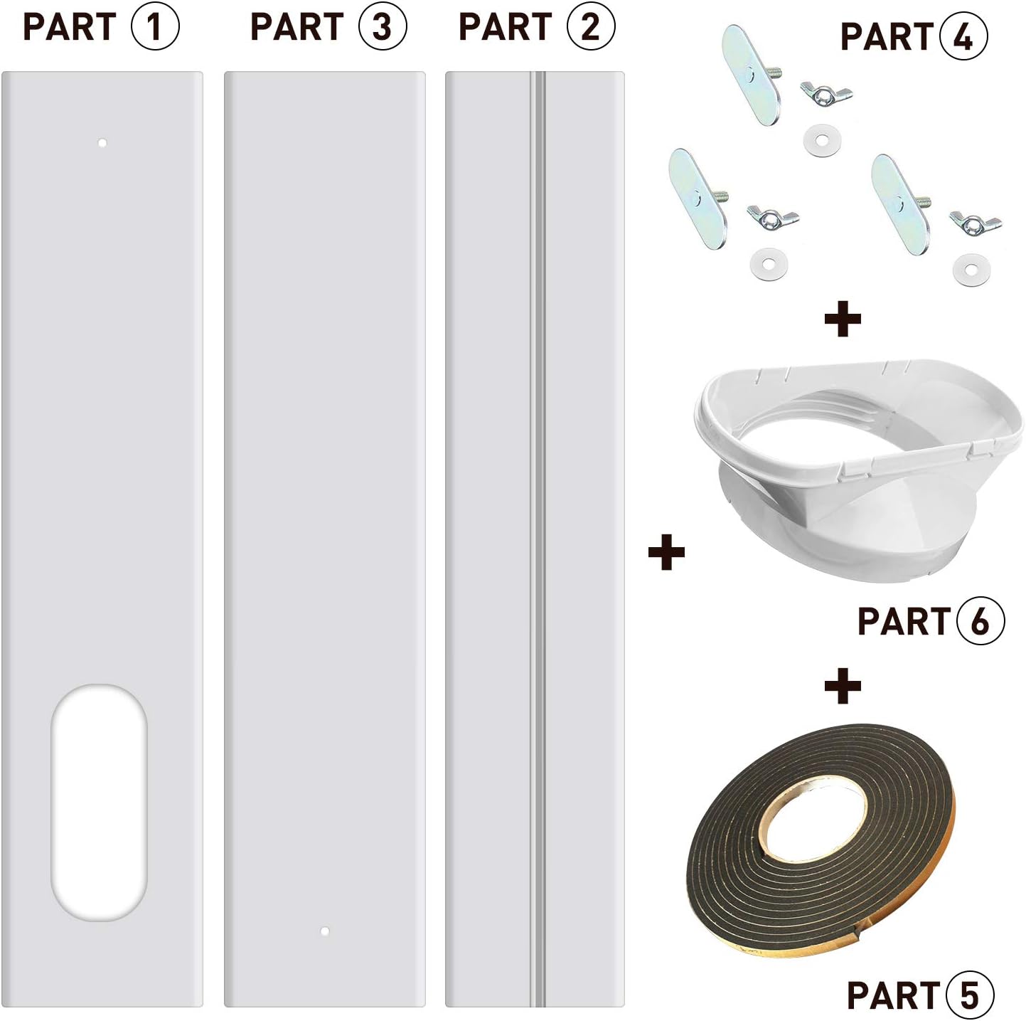 Gulrear Portable AC Window Kit for Vertical Window Portable Air Conditioner window seal parts Adjustable Length from 20" to 55" Sliding Window AC