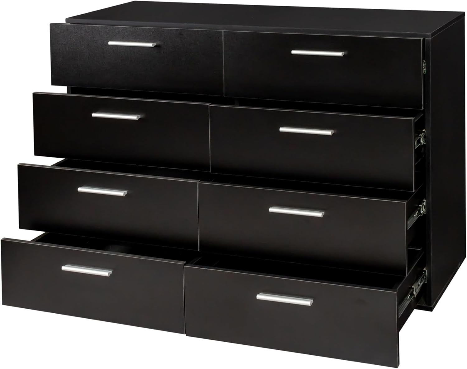 8 Drawer Double Dresser, Black Dresser for Bedroom, Modern Dresser Chest with Wide Drawers, Wood Storage Chest of Drawers for Living Room, Black