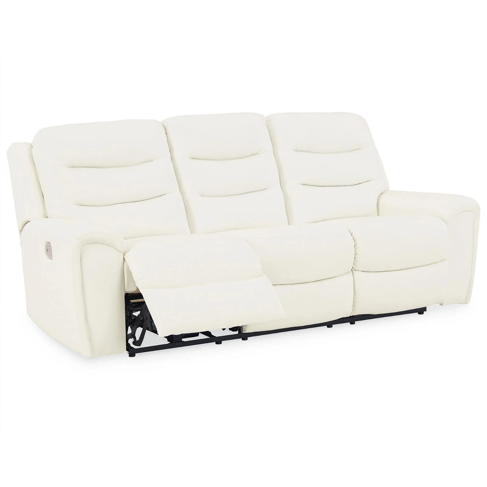 Ashley Furniture Warlin Faux Leather Power Reclining Sofa with Headrest in White