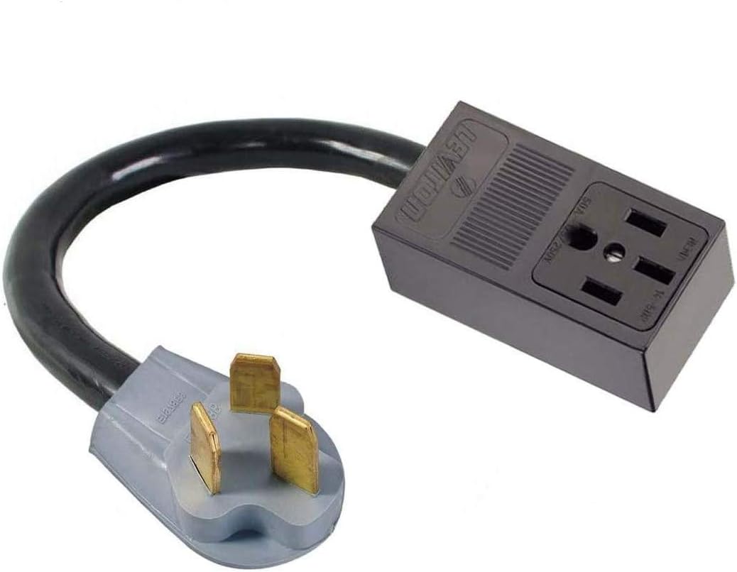OLD MALE 10-50P 3-PRONG PLUG to NEW FEMALE 14-50R 4-PIN RECEPTACLE RANGE / STOVE / OVEN / DRYER ADAPTER 220 HOME APPLIANCE POWER CORD WIRE CONVERTER.