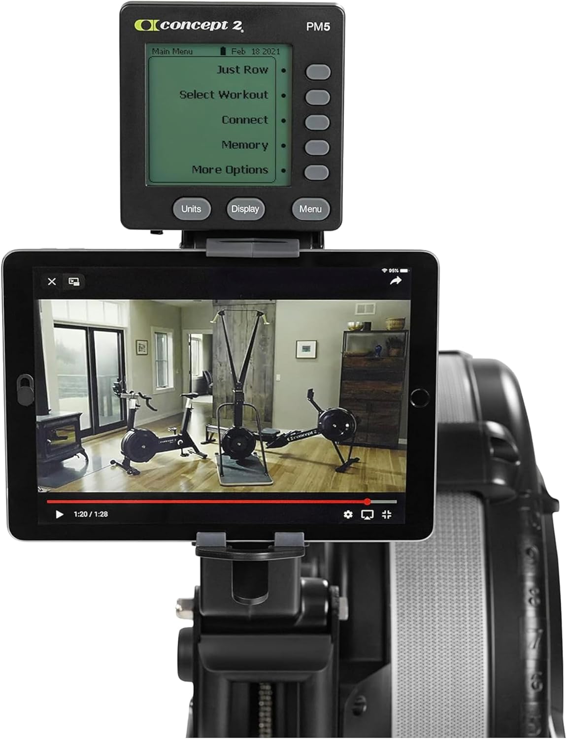 Concept2 RowErg Model D Indoor Rowing Machine - PM5 Monitor, Device Holder, Adjustable Air Resistance, Easy Storage with FitXion Seat Cushion