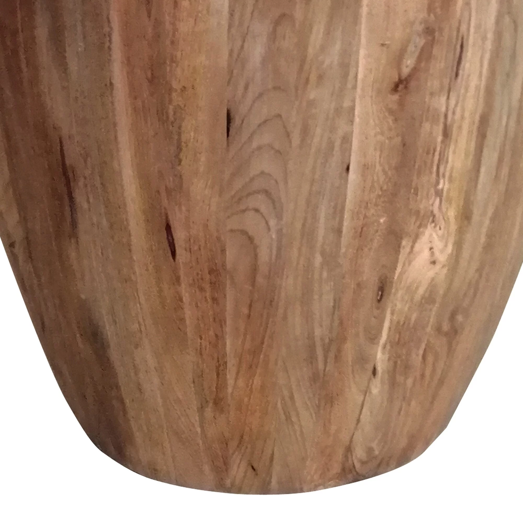 Handcarved Cylindrical Shape Round Mango Wood Distressed Wooden Side End Table, Brown