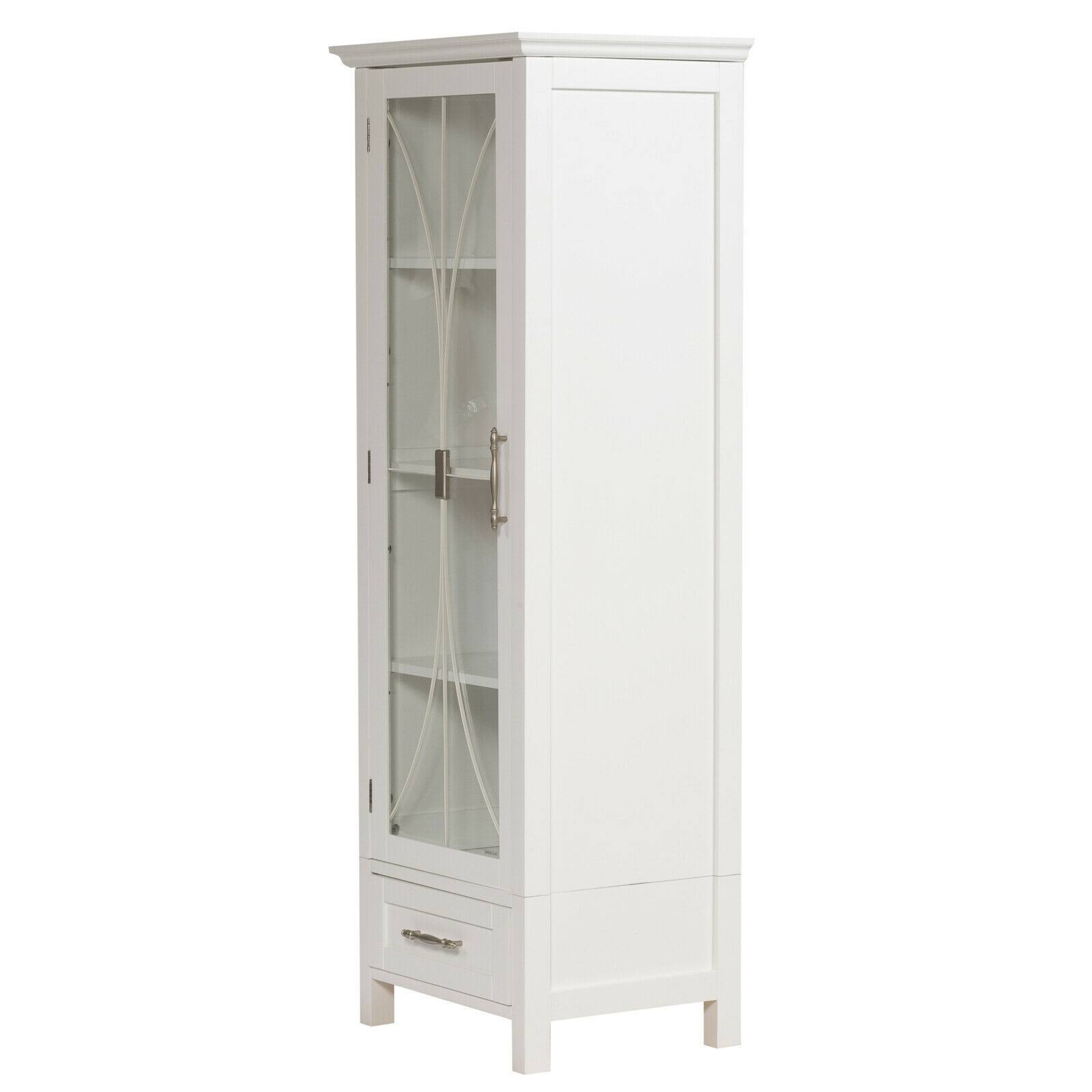 Elegant Home Fashions Delaney 1-Door Linen Cabinet, White