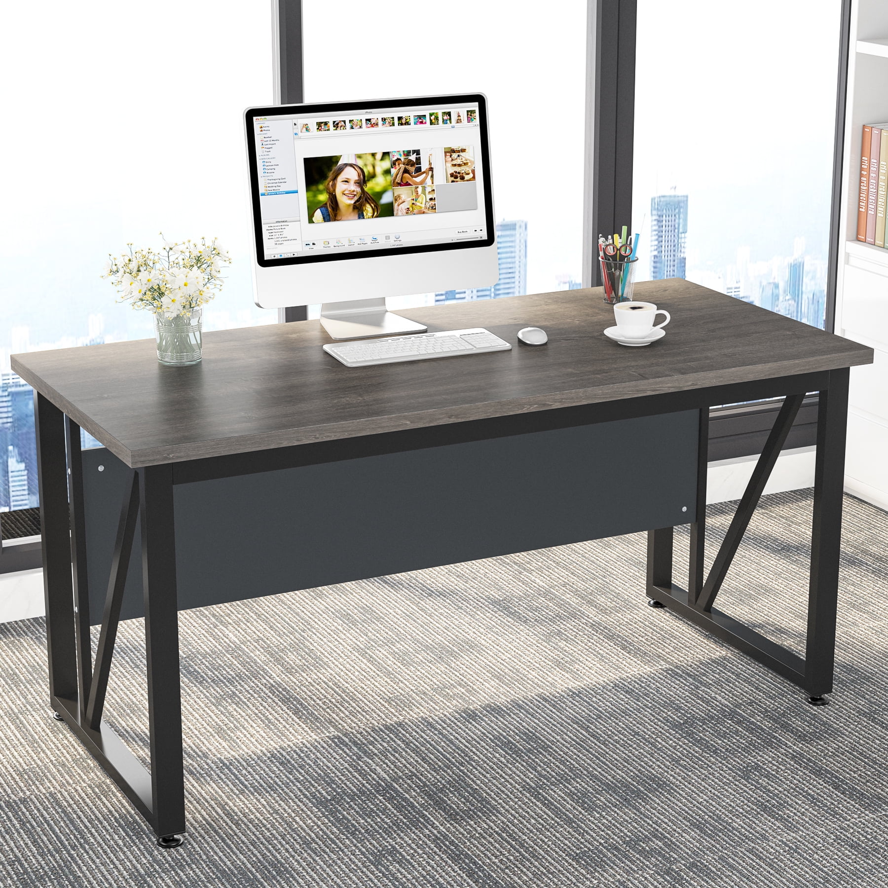 Tribesigns L-Shaped Computer Desk, 55 inches Executive Desk with 43"lateral File Cabinet