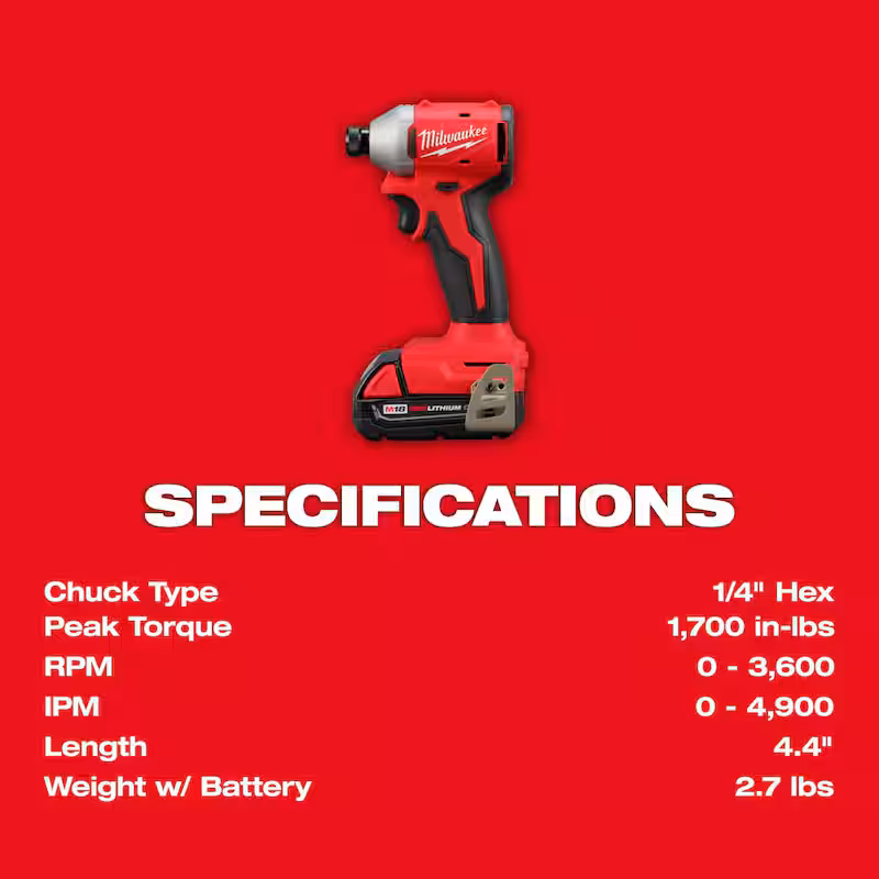 M18 18-Volt Lithium-Ion Brushless Cordless 1/4 in. Impact Driver Kit with (4) Batteries and Charger