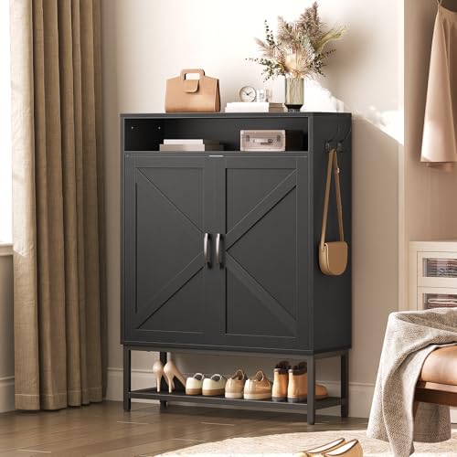 Shoe Storage Cabinet, Farmhouse Shoe Cabinet for Entryway, 6-Tier Shoe Organizer with Doors and Shelves