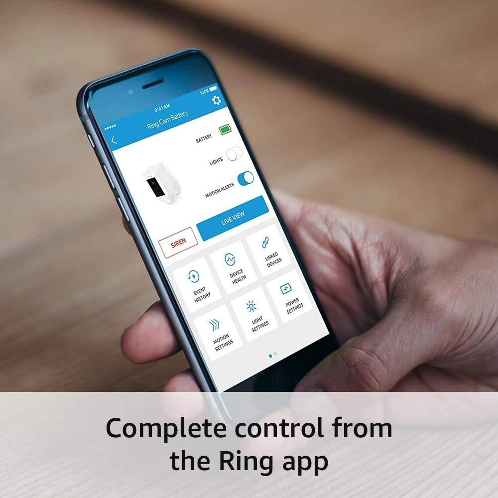 Ring Spotlight Cam Battery HD Security Camera with Built Two-Way Talk and A Siren Alarm Works with Alexa White / Device Only / 1