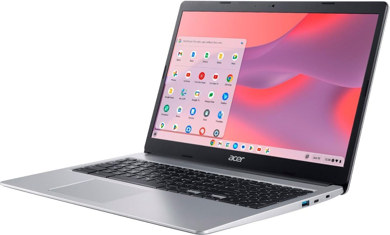 Acer Chromebook 315 15.6” HD Laptop, Intel Celeron N4020, 4GB RAM, 64GB eMMC, Chrome OS + Protective Sleeve, Silver