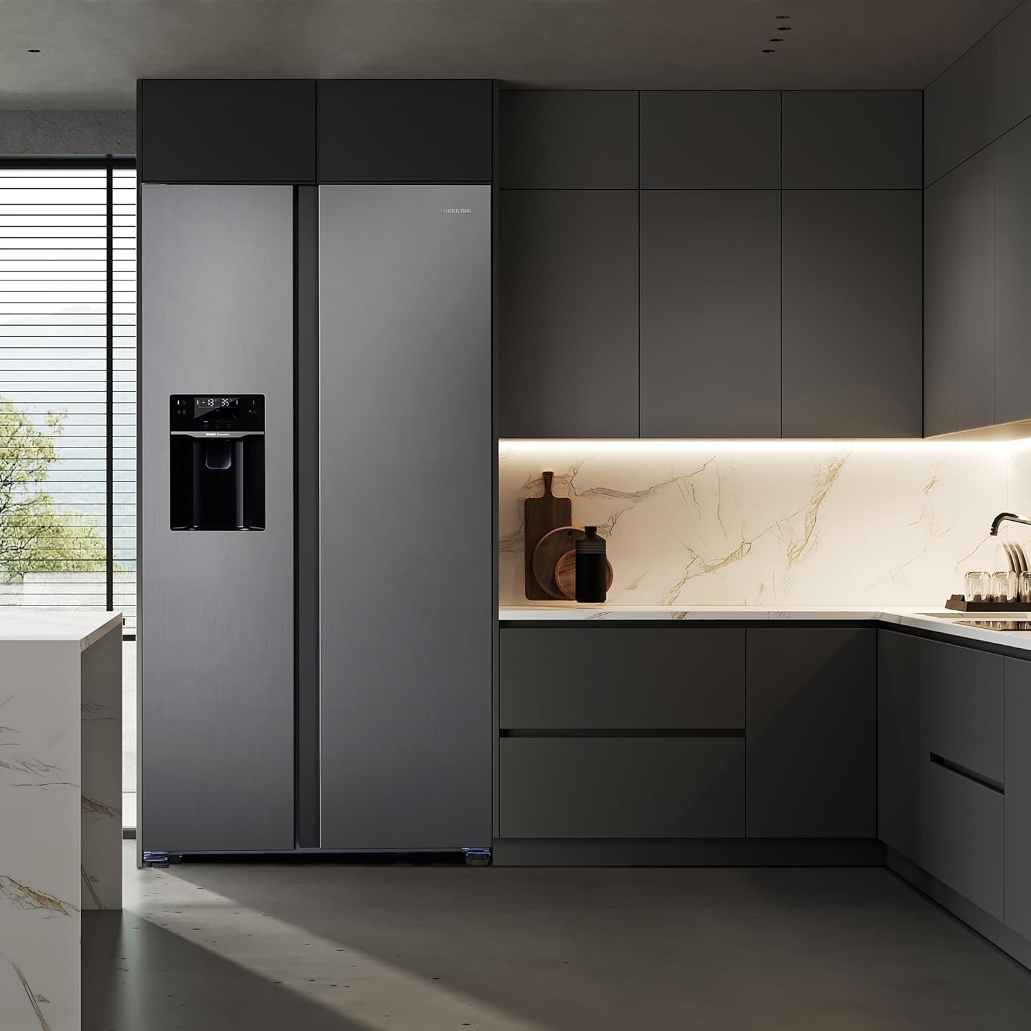 Freestanding Side-by-Side Refrigerator with 18.1 Cu. Ft Capacity, Built-In Ice Maker & Water Dispensers