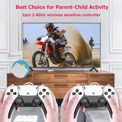 Wireless Retro Gaming Console Built-in 20000+ Classic Games Retro Game Stick, 4K HDMI Output Plug & Play Video Game Console