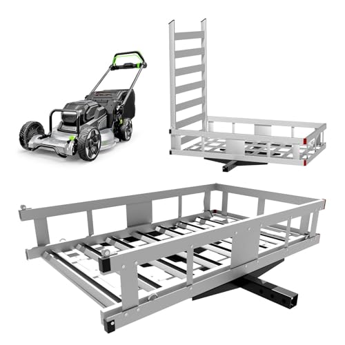 800 Lbs Hitch Cargo Carrier with Ramp, 50 X 28.3 X 5 in Trailer Hitch Cargo Carrier, Hitch Mount Cargo Carrier for SUV, Pickup, Sedan