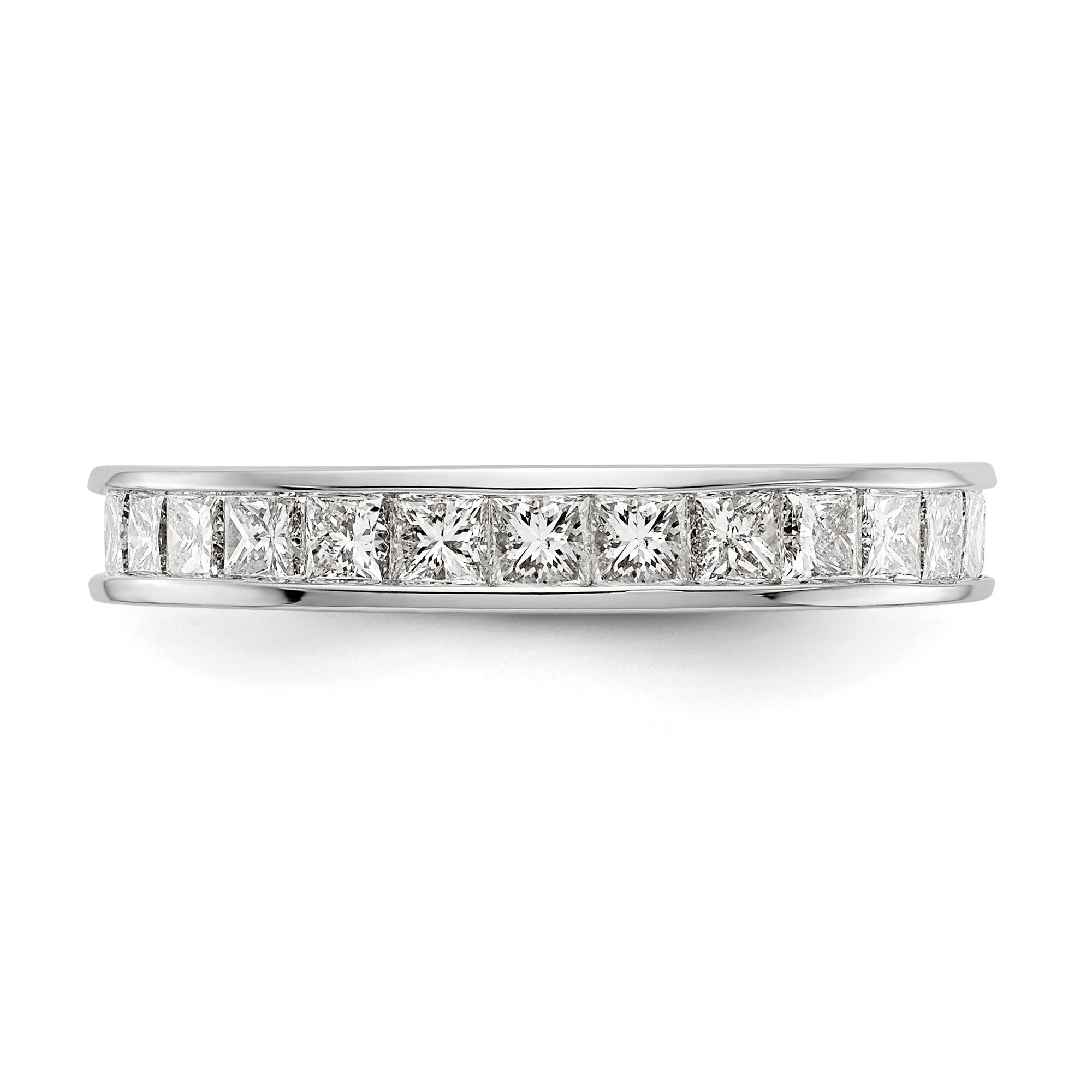 2 Ct. Channel Set Princess Cut Diamond Womens Eternity Wedding Band Ring in 14k White Gold