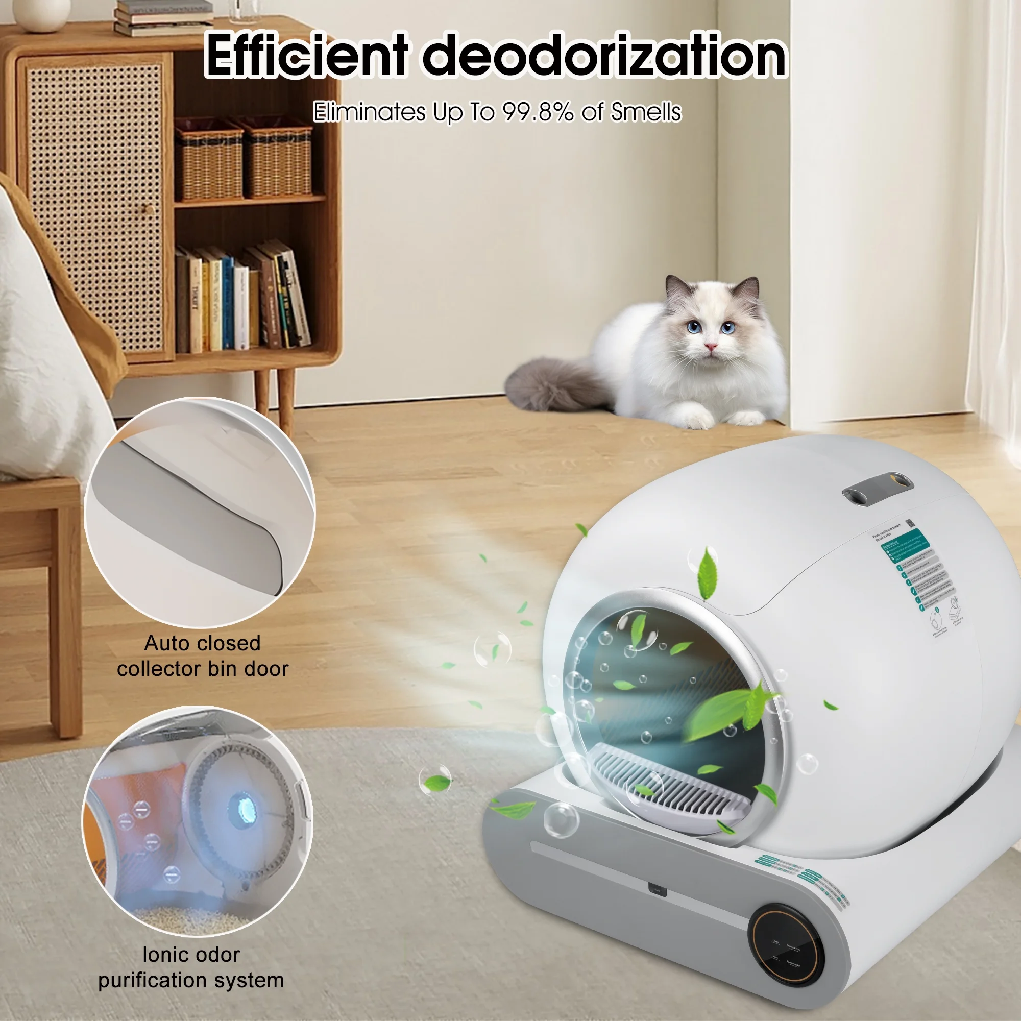 TAKOYI Self Cleaning Litter Box, Automatic Cat Litter Box with App Control Support, Integrated Safety Protection Smart Auto Cat Litter Box with Liner
