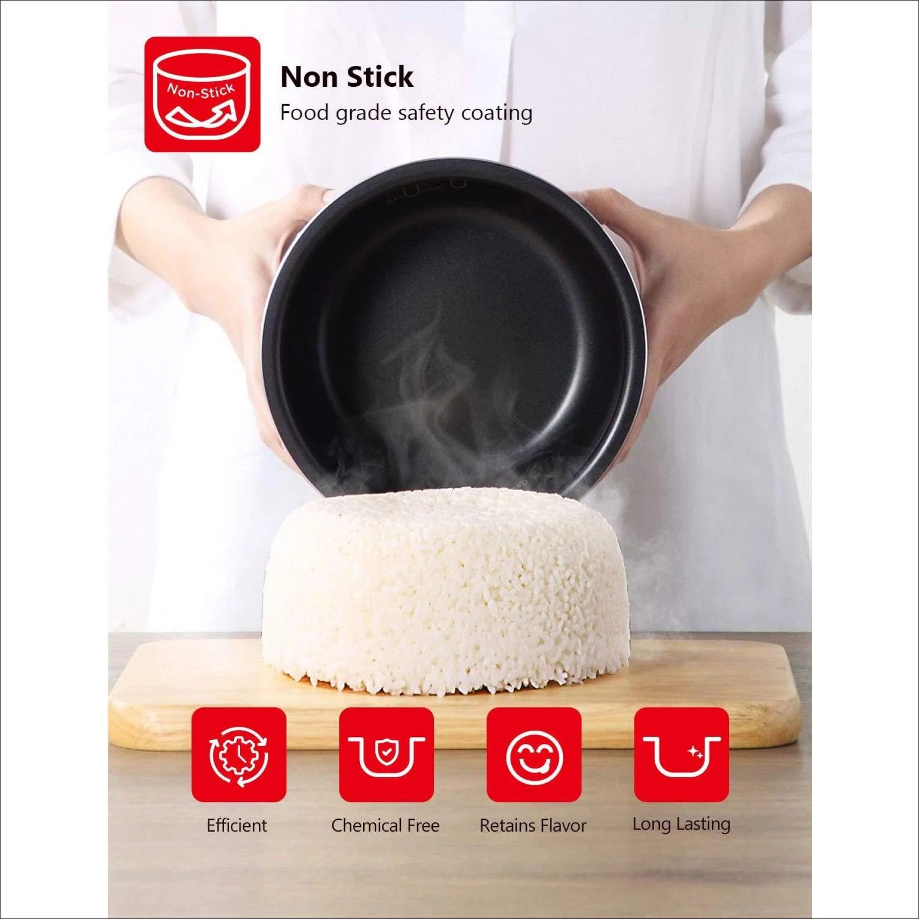 Toshiba TRCS01 Cooker 6 Cups Uncooked (3L) with Fuzzy Logic and One-Touch Cooking, Brown Rice, White Rice and Porridge