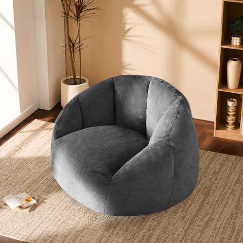 Giant Bean Bag Chair for Adults - Comfy Plush Round Shell Soft Accent Chair, Oversized Cozy Lounge Floor Sofa Reading Chair