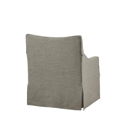 Martha Stewart London Swivel Chair - Solid Wood & Plywood, Skirted Metal Base Accent Armchair