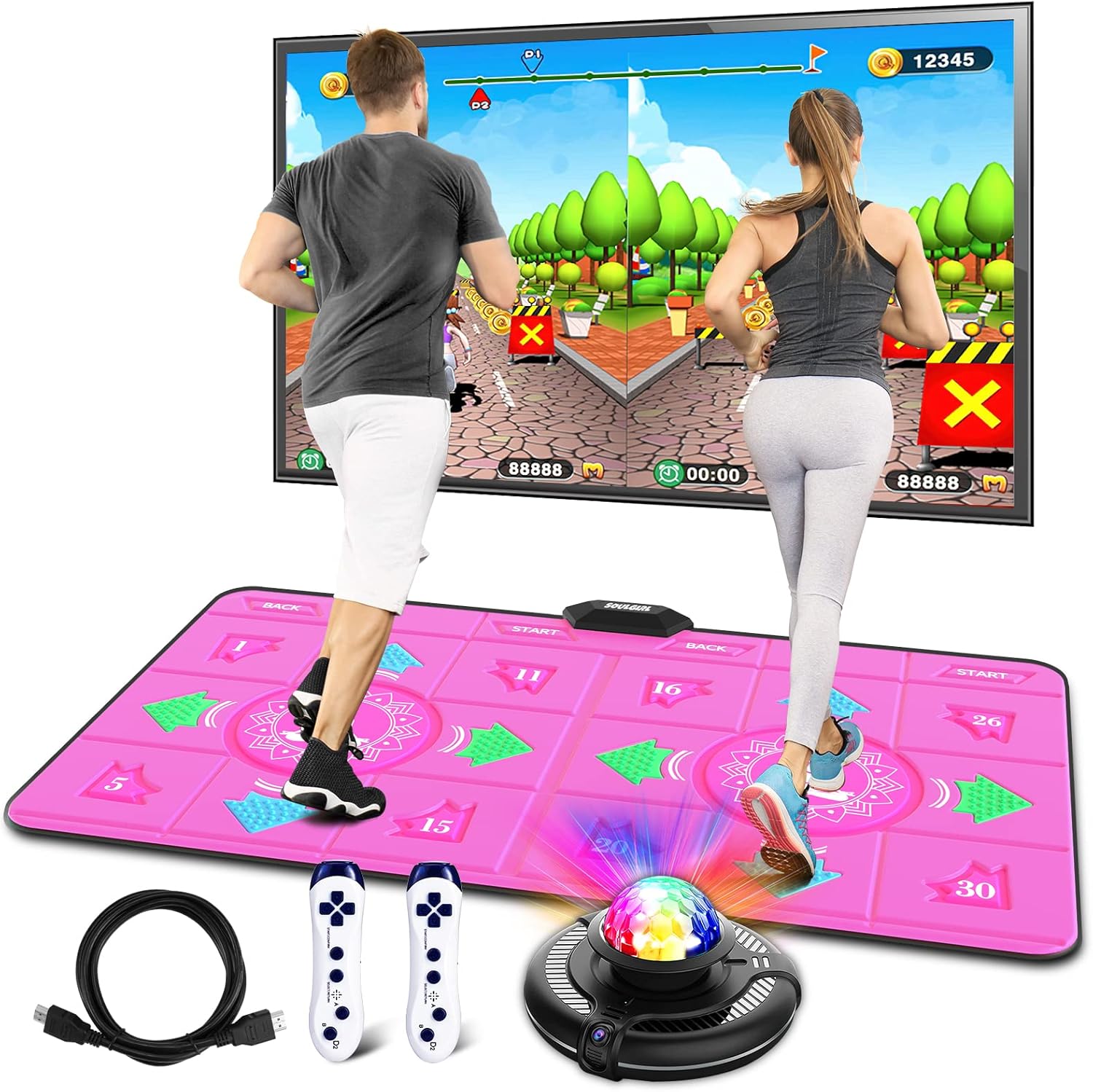 SOULGIRL Electronic Dance Mat for Adult Kids, HDMI Wireless Musical Double User Dance Floor Mat w/ HD Camera for TV