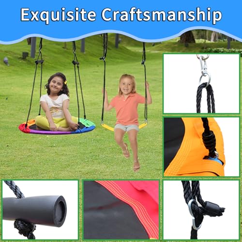 Metal Swing Sets for Backyard for Kids 3-12, 6 in 1 Swing Sets, Heavy-Duty Playground Backyard Set with 2 Swings, Glider, Climbing Ladder and Rope