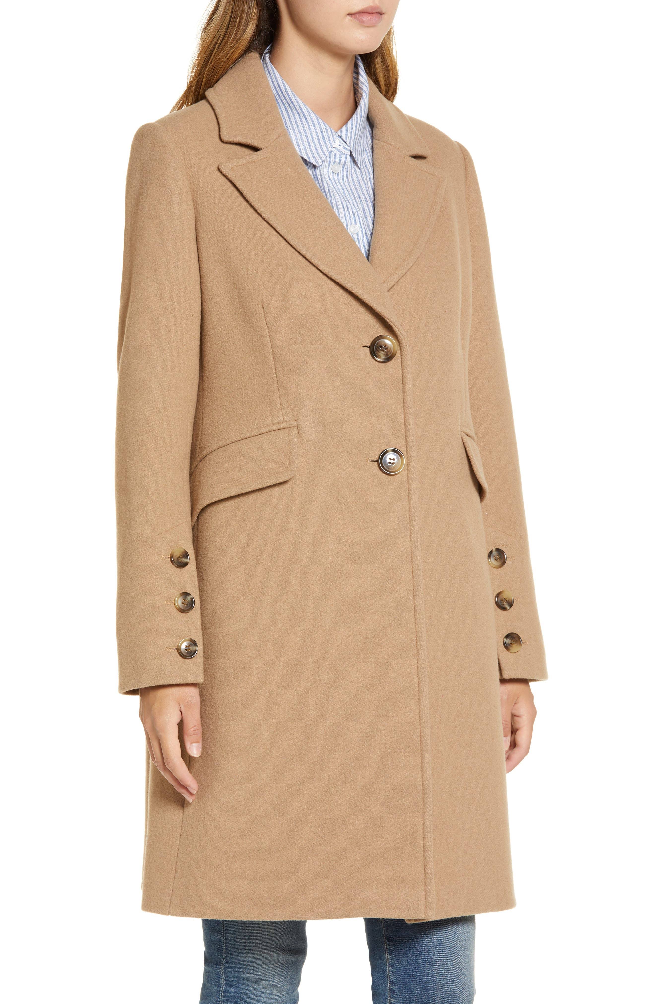 Sam Edelman Notched Collar Wool Blend Coat - Blue - 8