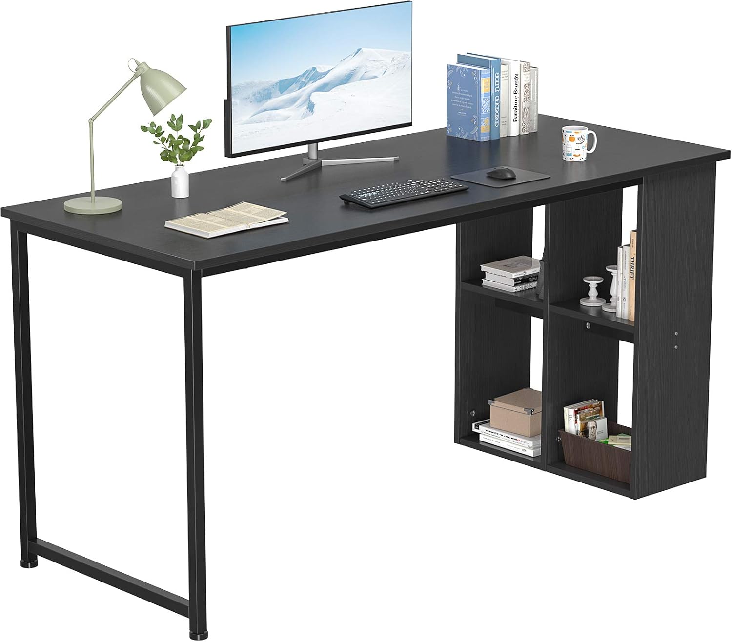 Homfio 47.2'' Computer Desk with Storage Shelves, Modern Home Office Desk Computer Table with Cabinets