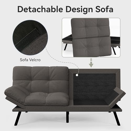 71" Convertible Futon Sofa,Faux Leather Futon Couch Bed,Sleeper Sofa Bed,Memory Foam Modern Folding Small Loveseat for Living Room,Office,Apartment