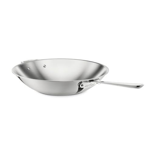 All-Clad D3 3-Ply Stainless Steel Wok 14-Inch, Induction Compatible, Oven Broiler Safe 600F, Stir-Fry Pan, Fast and Even Heat, Cookware, Frying Pan