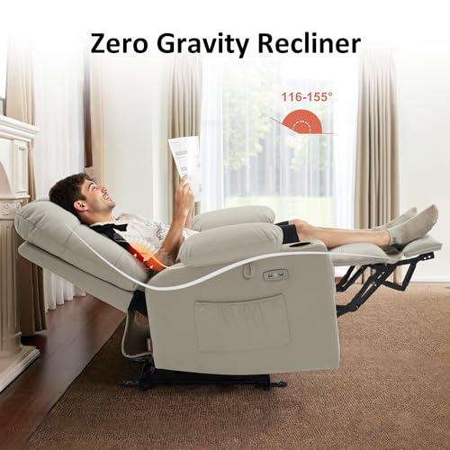 MCombo Zero Gravity Power Recliner Chair with Heat and Vibration Massage, Reclining Chair with USB Ports, Cup Holders for Living Room