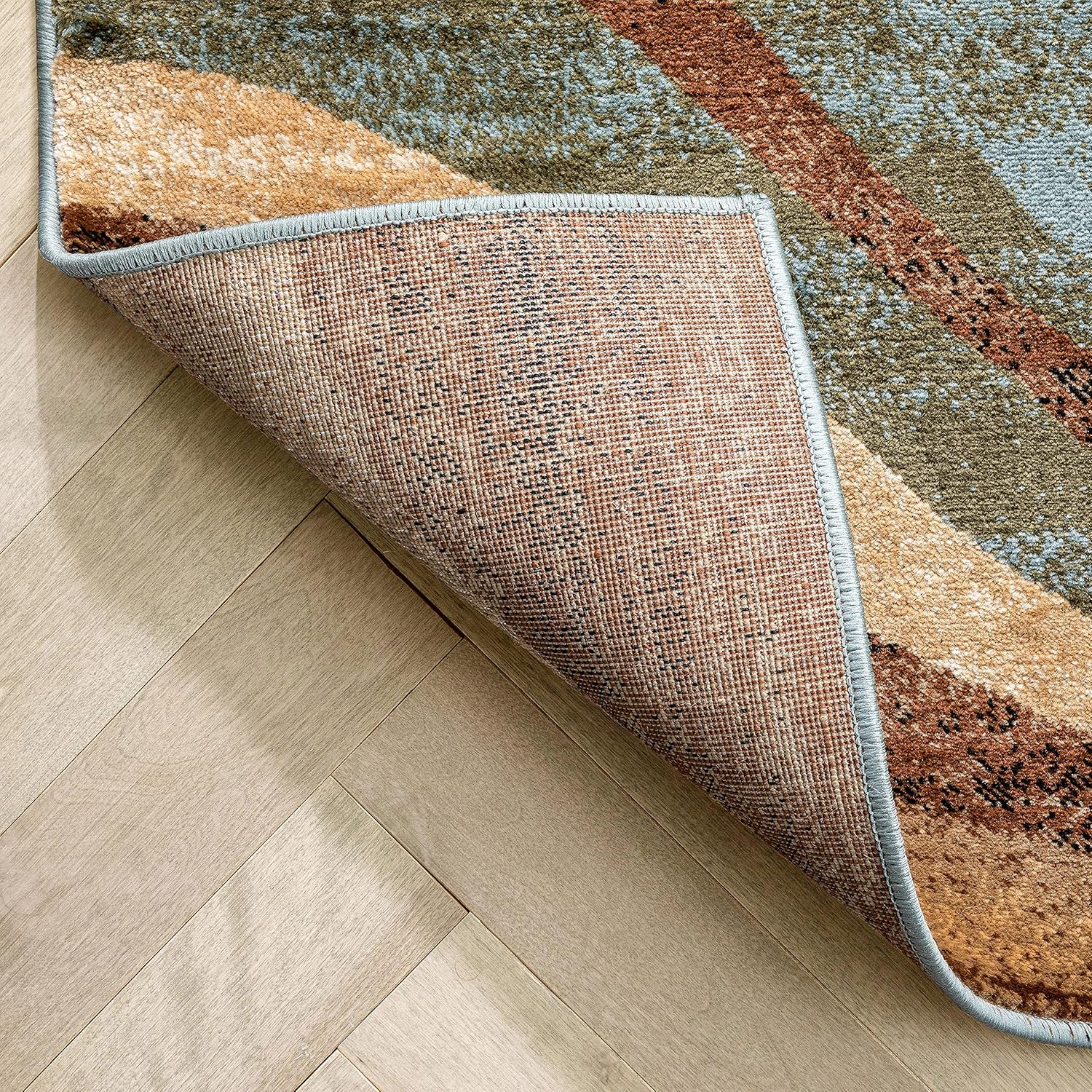 Hudson Waves Blue Brown Geometric Modern Casual Area Rug 8x10 8x11 ( 7'10" x 9'