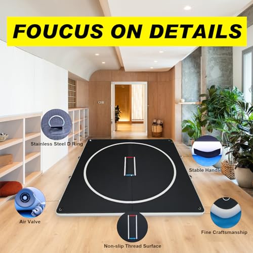 Inflatable Wrestling Mat for Adults/Kids - Thicken PVC Grappling Mat with Air Pump, Portable MMA/BJJ/Judo/Gymnastics Training Mat (5FT/10FT)