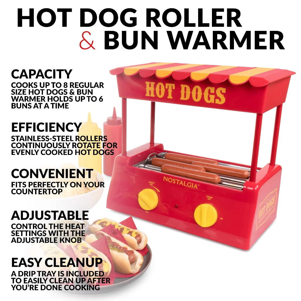 Hot Dog Roller and Bun Warmer, 8 Hot Dog and 6 Bun Capacity