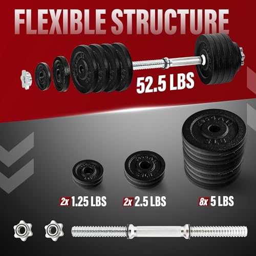 Yes4All Old School Adjustable Dumbbell Set with Weight Plates, Star Lock Collars/Connector, 40lbs to 200lbs Adjustable Weight Plates Set