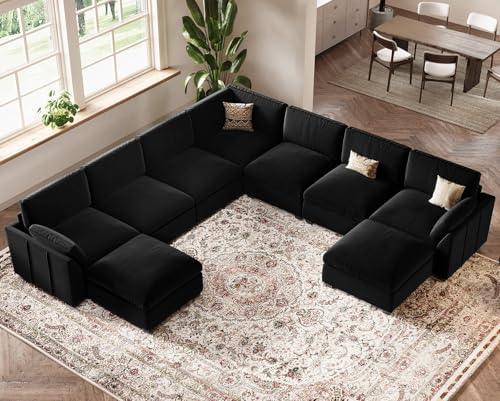 Belffin Extra Large Modular Sectional Sofa,106.3" 4-Seater L Shaped Couch,Velvet Convertible Sectional Couches for Living Room