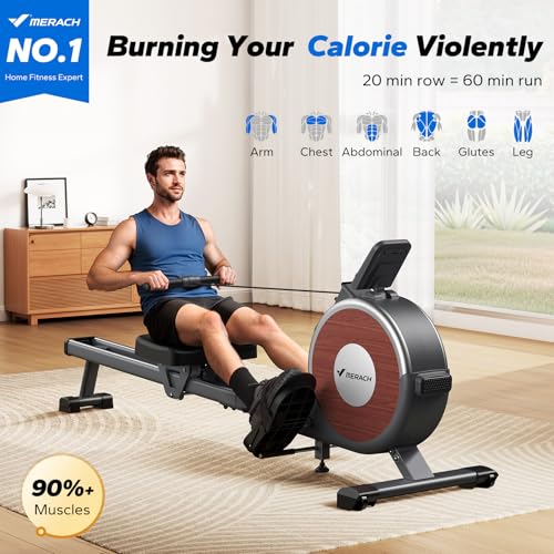 MERACH Rowing Machines for Home, Magnetic Rowing Machine with 16 Levels, Rower Machine of Quiet Resistance