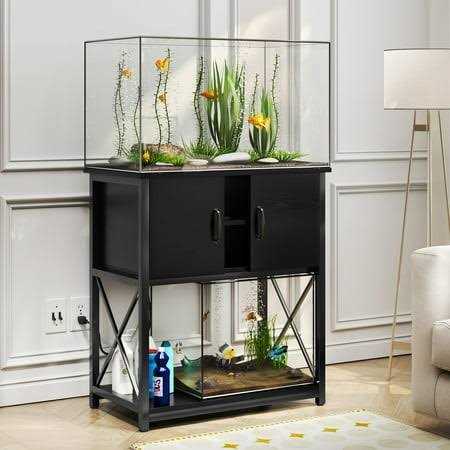 Tc-homeny 10-29 Gallon Aquarium/Fish Tank Stand 2 layers with Cabinet and Charging Station/Power Outlets - Pet Supplies online store